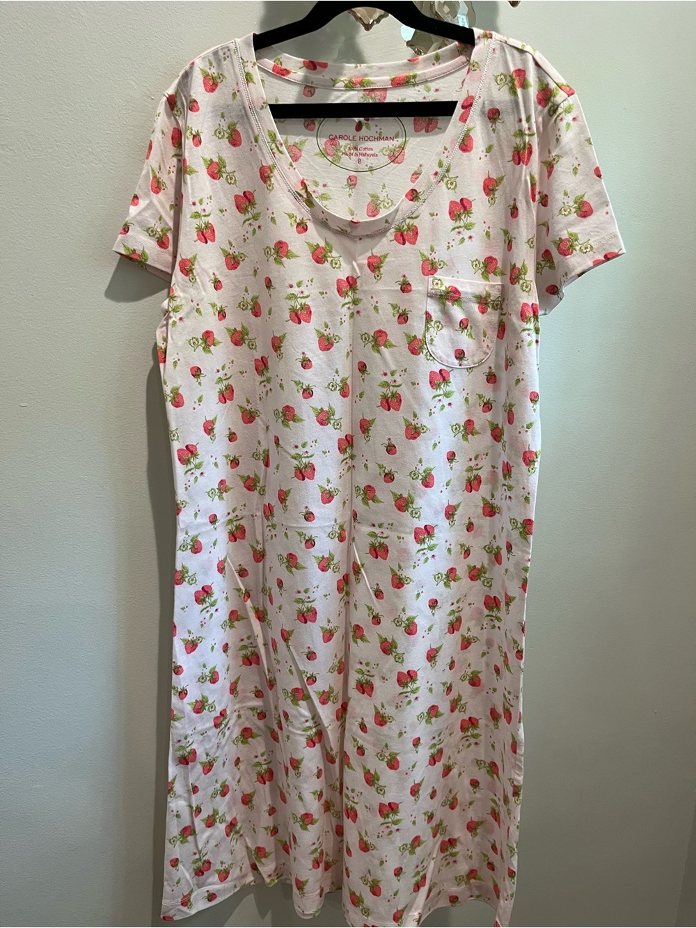 New With Tag Carole Hochman Nightgown Strawberry Design  Size 38.  100 % Cotton